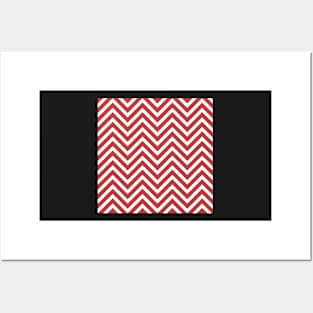 Red and White Chevron Pattern Posters and Art